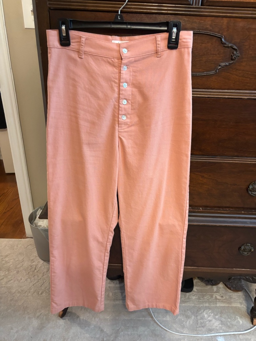 Women’s High-Rise Button-Fly Pink Jeans